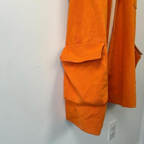 Olivia Rubens Luxe Sashiko Hemp & Silk Coat Dress in Vivid Orange - Picture 5 of 15